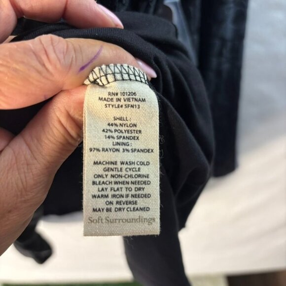 Soft Surroundings Black Floral Burnout Velvet Tunic Top With Crystal Button Cuff - Picture 10 of 12